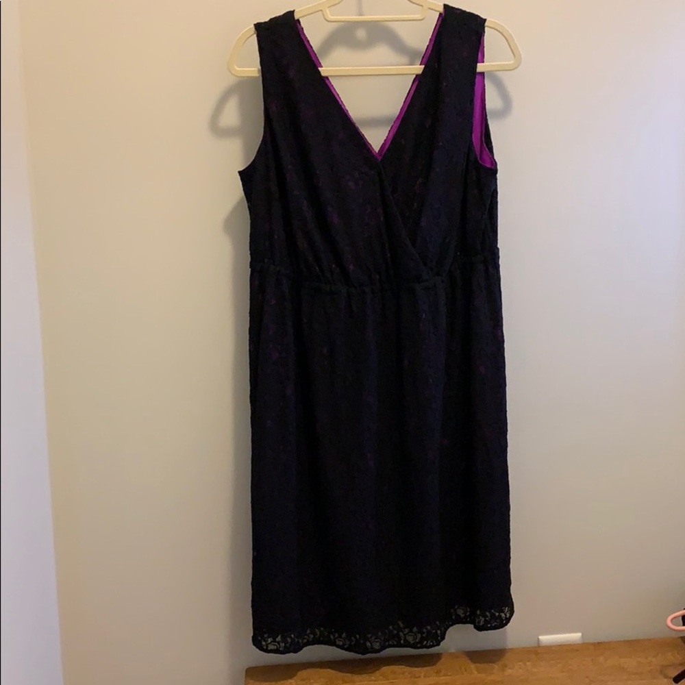 Lane Bryant faux wrap black lace dress